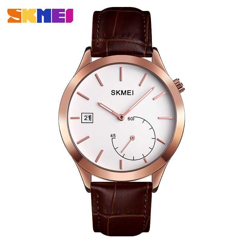 Jam Tangan Pria Analog Leather Original SKMEI 1581CL Rose