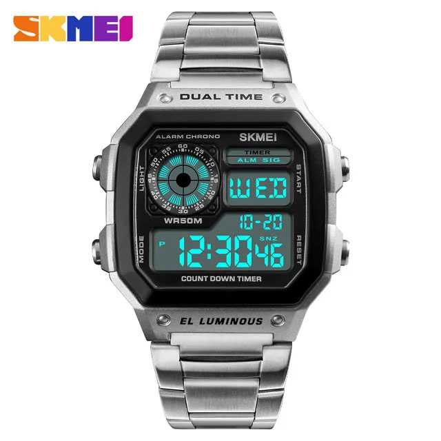 Jam Tangan Pria Digital Original SKMEI DG1335 Silver