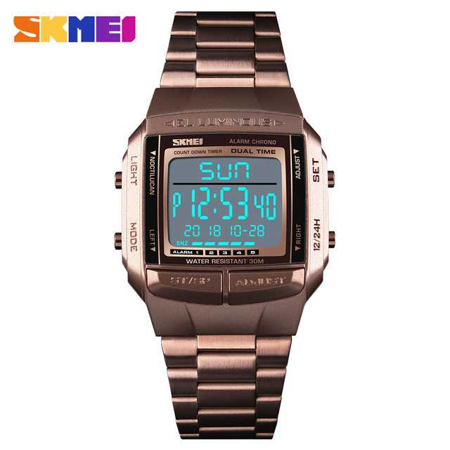 Jam Tangan Pria Digital Original SKMEI DG1381 Coffee