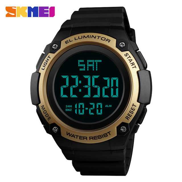 Jam Tangan Pria Digital Original SKMEI DG1346 Gold