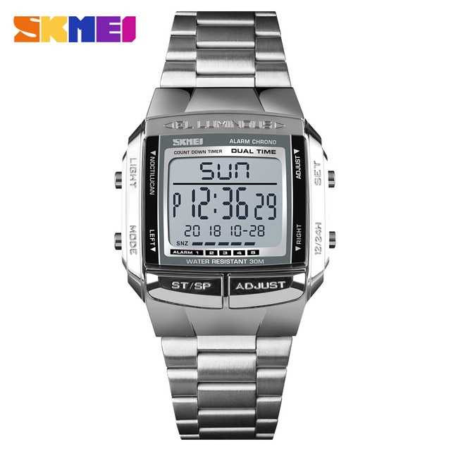 Jam Tangan Pria Digital Original SKMEI DG1381 Silver