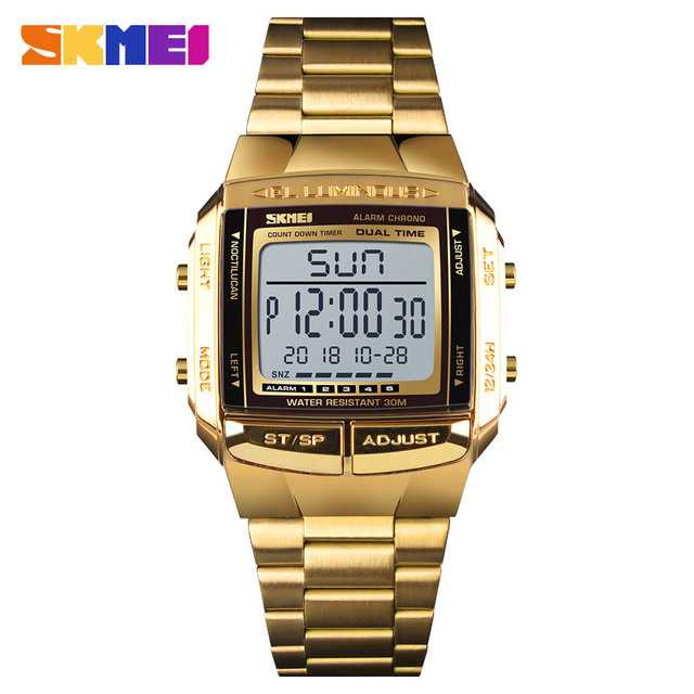 Jam Tangan Pria Digital Original SKMEI DG1381 Gold