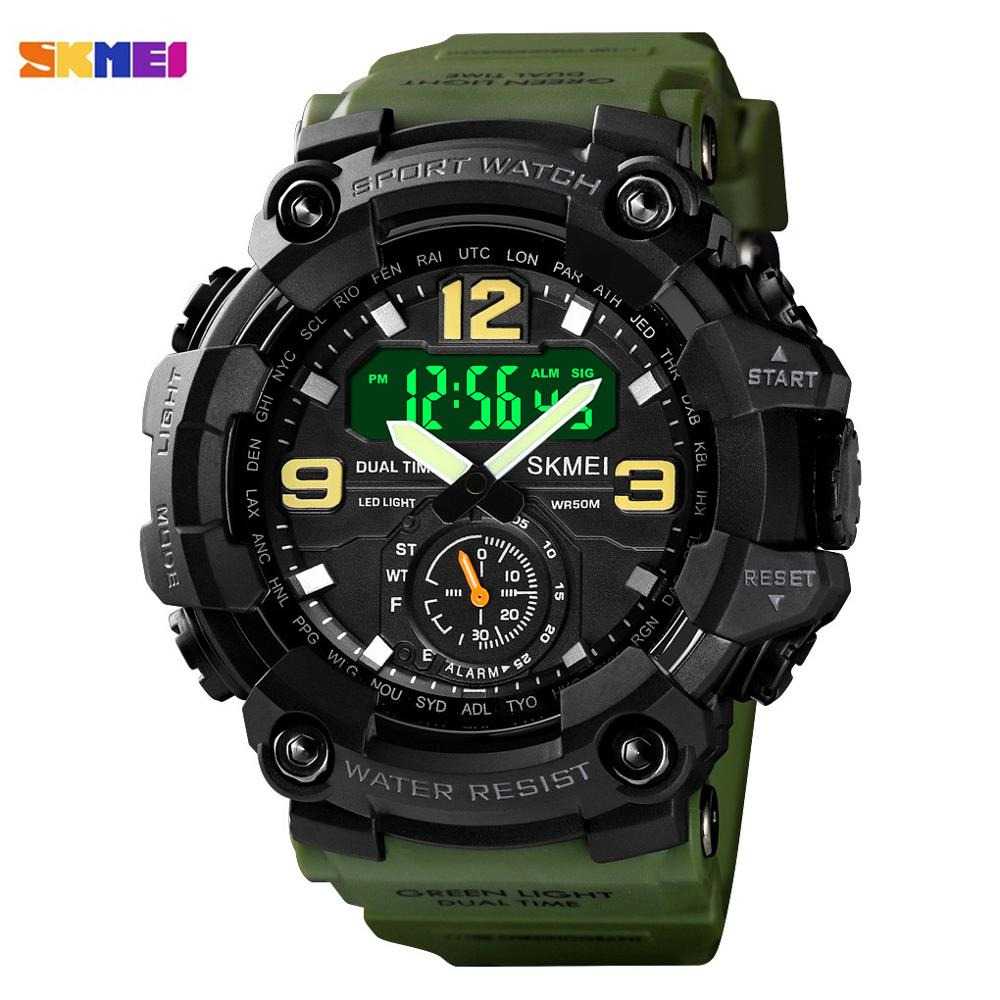 Jam Tangan Pria Dual Time Original SKMEI AD1637 Army