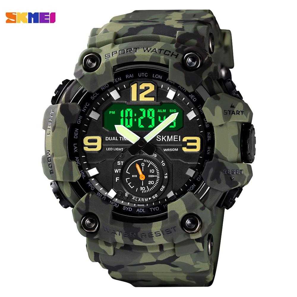 Jam Tangan Pria Dual Time Original SKMEI AD1637 Camouflage