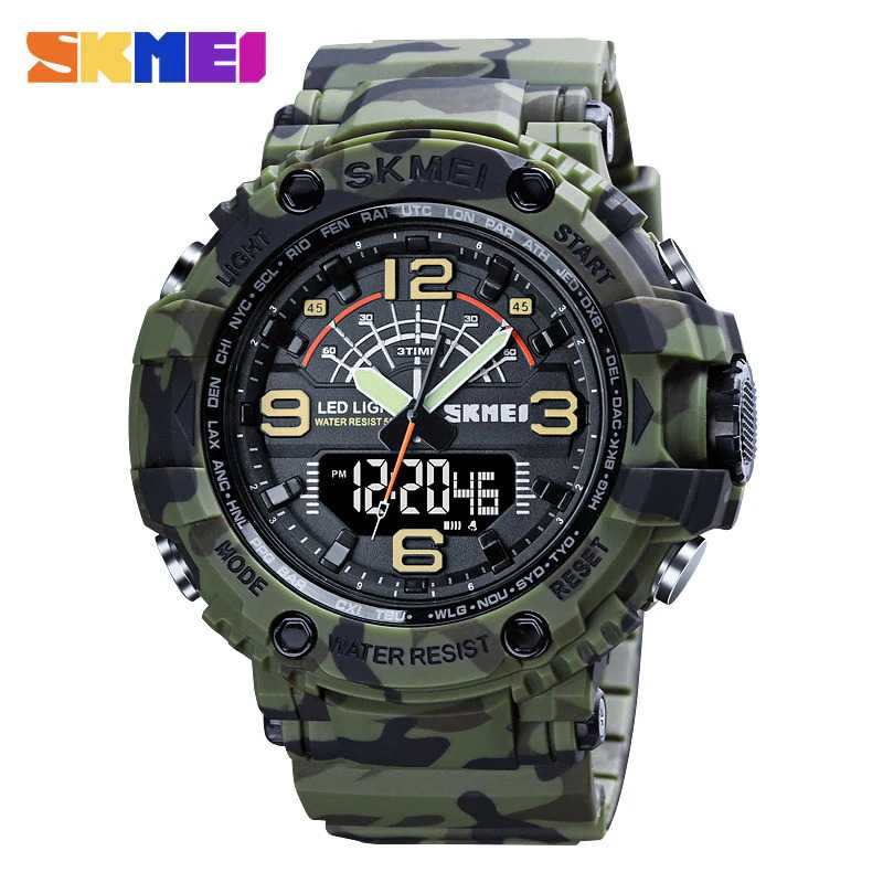 Jam Tangan Pria Dual Time Original SKMEI AD1617 Camouflage