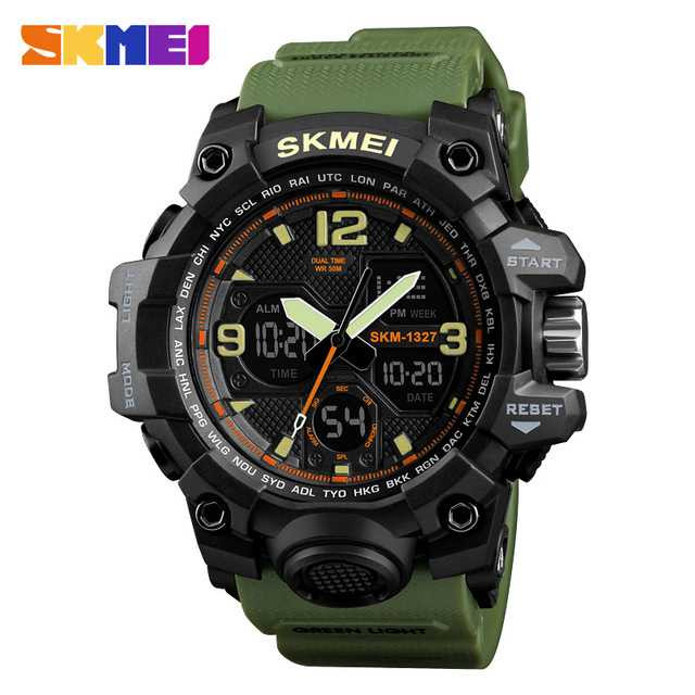 Jam Tangan Pria Dual Time Original SKMEI AD1327 Hijau