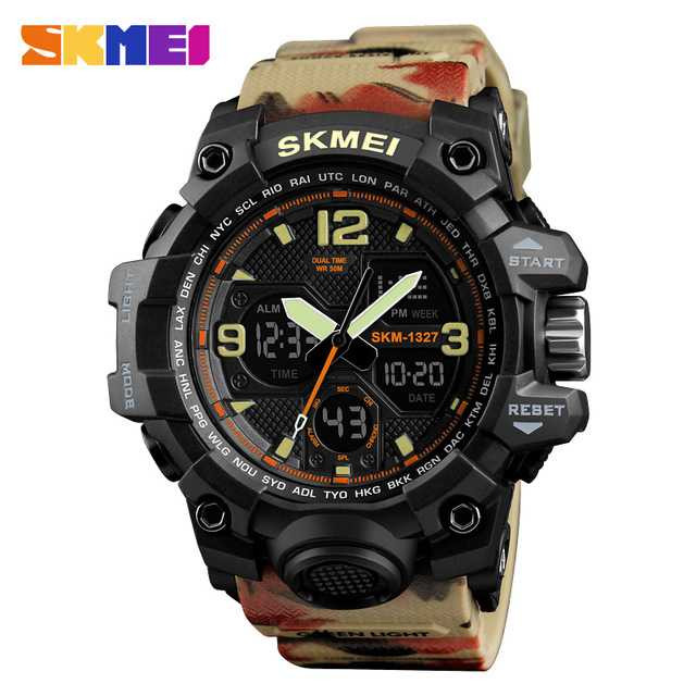 Jam Tangan Pria Dual Time Original SKMEI AD1327 Camouflage
