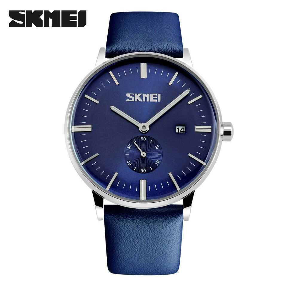 Jam Tangan Pria Analog  Leather Original SKMEI 9083CL Biru