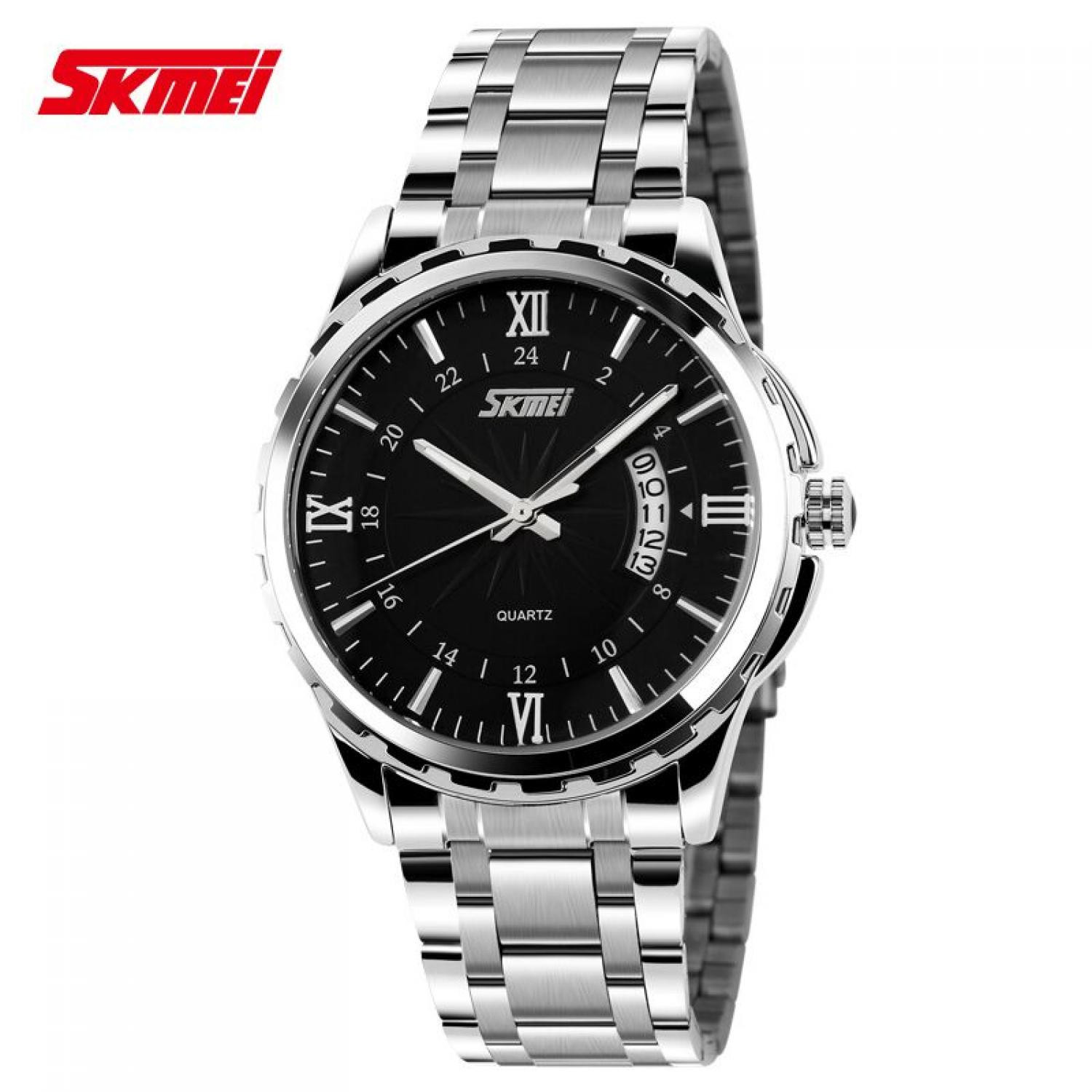 Jam Tangan Pria Analog Stainless Original SKMEI 9069CS Hitam