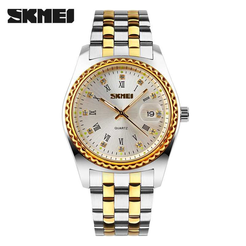 Jam Tangan Pria Analog Stainless Original SKMEI 9098CS Silver