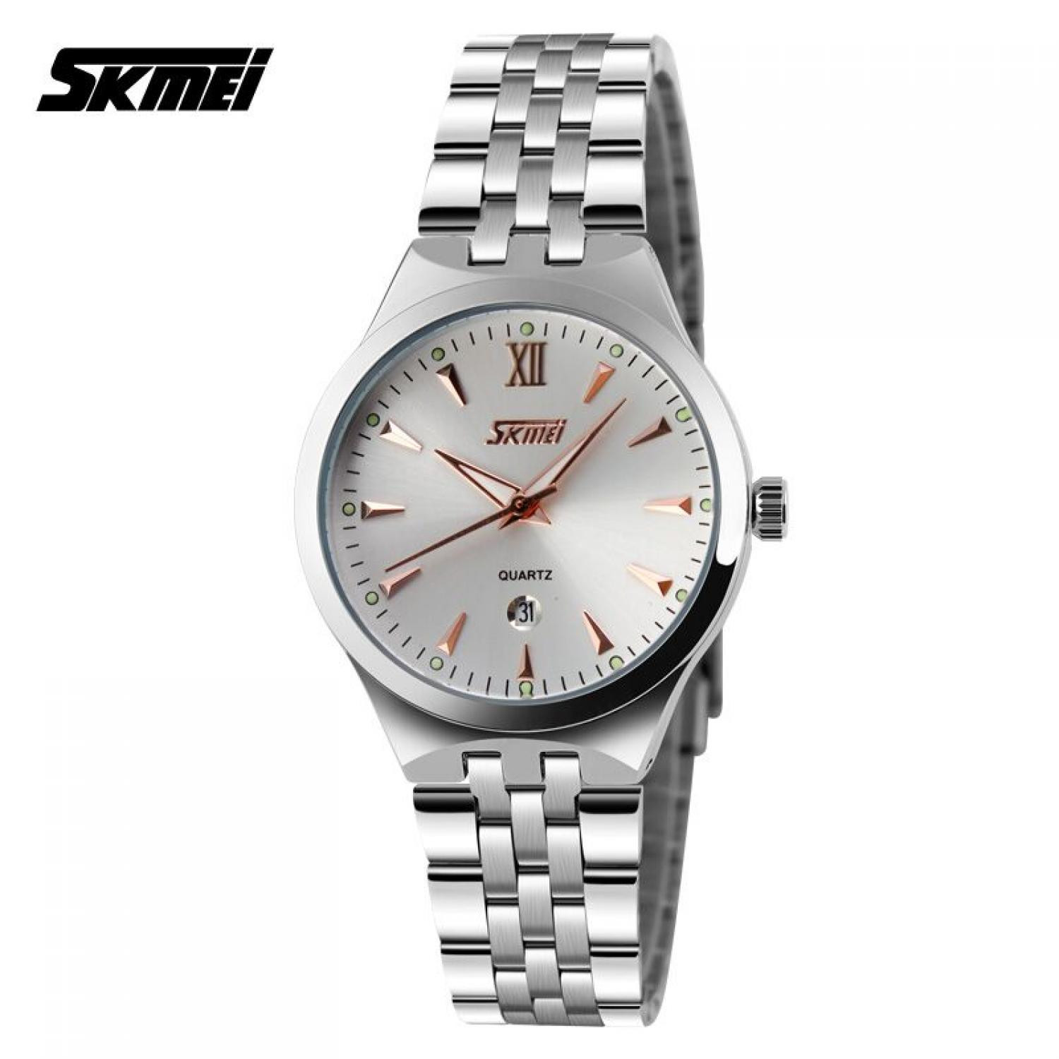 Jam Tangan Pria Analog Stainless Original SKMEI 9071CS Emas