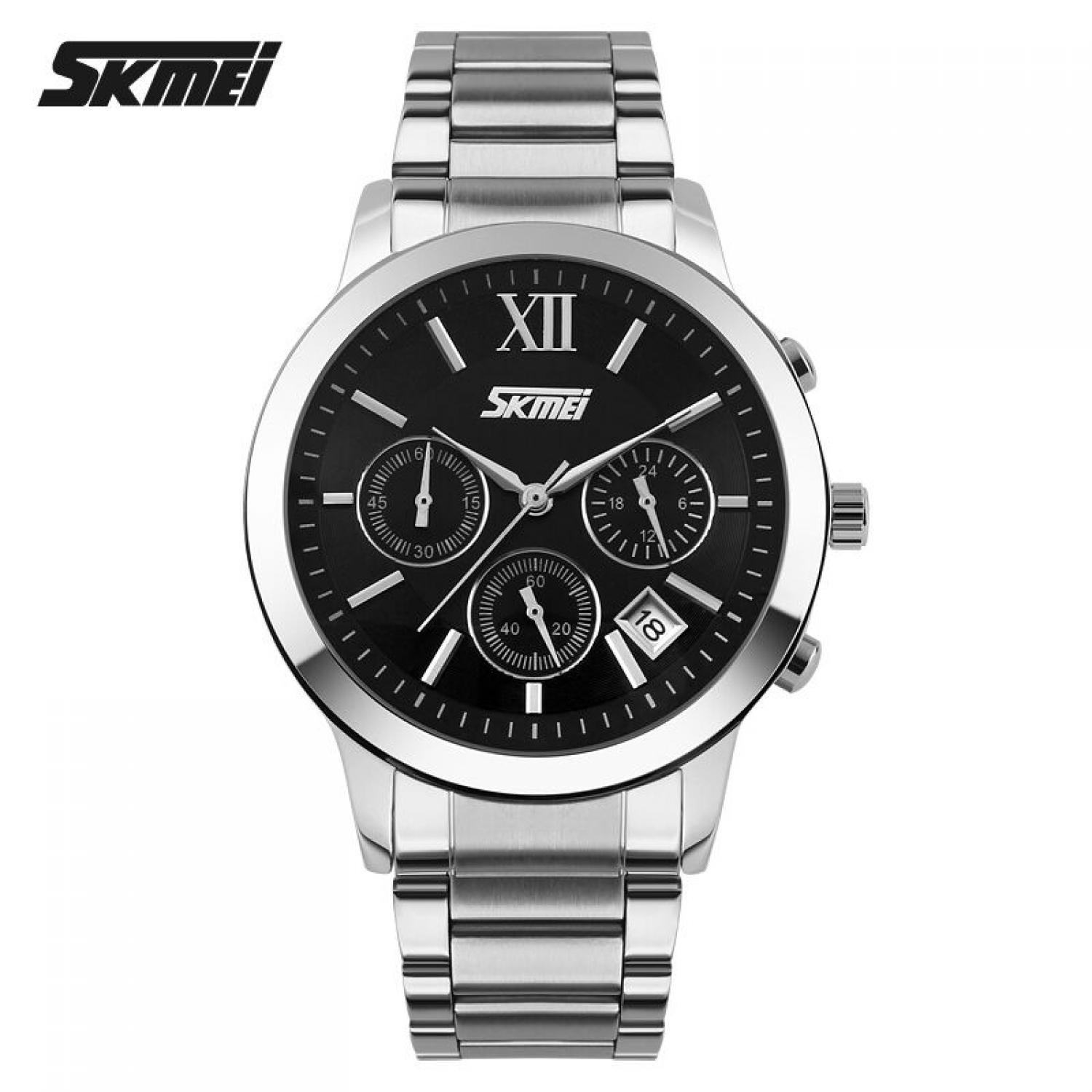 Jam Tangan Pria Analog Stainless Original SKMEI 9097CS