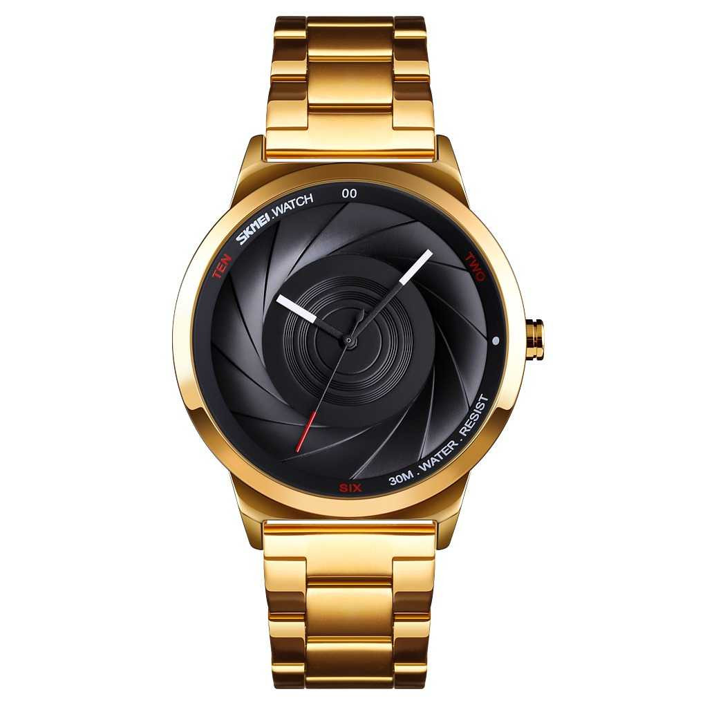 Jam Tangan Pria Analog Stainless Original SKMEI 9210CS Gold