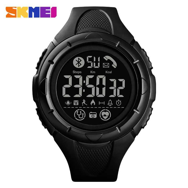 Jual Jam Tangan Pria SKMEI Digital Bluetooth Heart Rate Original 1542 Hitam