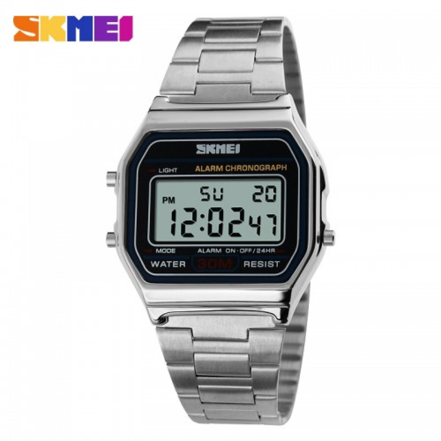 Jam Tangan Pria Digital Stainless Original SKMEI DG1123 Silver