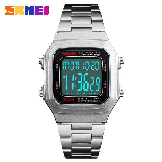 Jam Tangan Pria Digital Original SKMEI DG1337 Silver