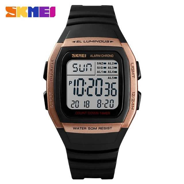 Jam Tangan Pria Digital Original SKMEI DG1278 Gold