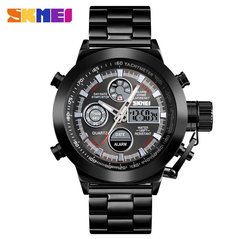 Jam Tangan Pria Dual Time Stainless Original SKMEI AD1515