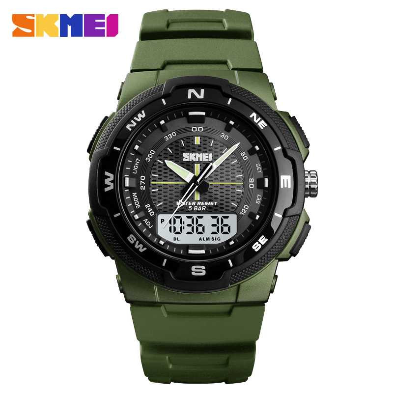 Jam Tangan Pria Dual Time Original SKMEI AD1454 Army