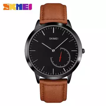 Jam Tangan Pria Analog  Leather Original SKMEI 1676CL Coklat