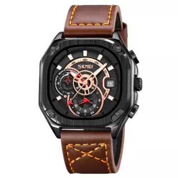 Jam Tangan Pria Analog Leather Original SKMEI 9313CL Coklat