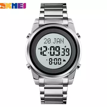 Jam Tangan Pria Digital Kiblat Original SKMEI DG1734 Silver