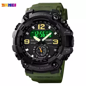 Jam Tangan Pria Dual Time Original SKMEI AD1637 Army