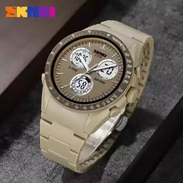 Jam Tangan Pria Dual Time Original SKMEI AD2109 Khaki