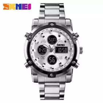 Jam Tangan Pria Dual Time Original SKMEI AD1389 Silver