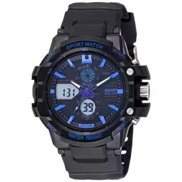 Jam Tangan Anak Dual Time LED Original SKMEI 0990L Biru
