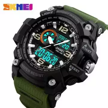 Jam Tangan Pria Dual Time Original SKMEI AD1283 Army