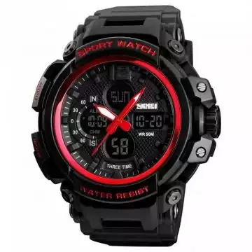 Jam Tangan Pria Dual Time Original SKMEI AD1343 Merah