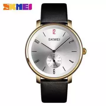 Jam Tangan Pria Analog  Leather Original SKMEI 1398CL Emas
