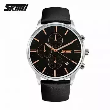 Jam Tangan Pria Analog Leather Original SKMEI 9103CL Hitam