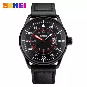 Jam Tangan Pria Analog  Leather Original SKMEI 9113CL Hitam