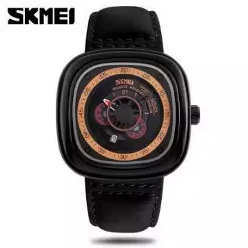 Jam Tangan Pria Analog Leather Original SKMEI 9129 Hitam