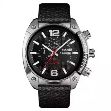 Jam Tangan Pria Analog  Leather Original SKMEI 9190CL Silver