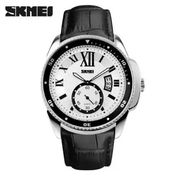 Jam Tangan Pria Analog Leather Original SKMEI 1135CL Putih
