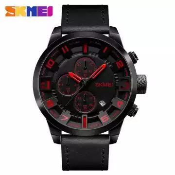 Jam Tangan Pria Analog Leather Original SKMEI 1309CL Merah