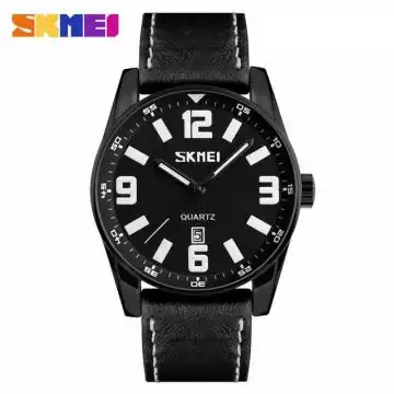 Jam Tangan Pria Analog Leather Original SKMEI 9137CL Hitam