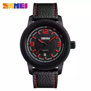 Jam Tangan Pria Analog Leather Original SKMEI 9138CL Merah