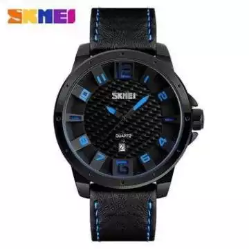 Jam Tangan Pria Analog Leather Original SKMEI 9150CL Biru
