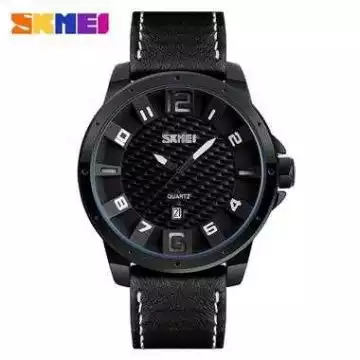 Jam Tangan Pria Analog Leather Original SKMEI 9150CL Hitam