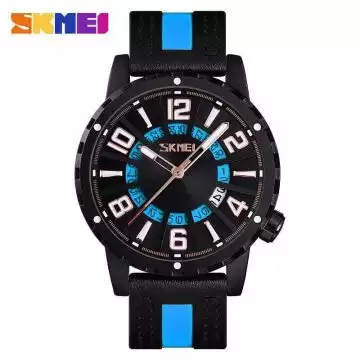 Jam Tangan Pria Analog Leather Original SKMEI 9202CL Biru