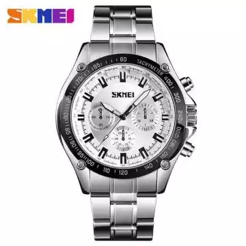 Jam Tangan Pria Analog Stainless Original SKMEI 1366 Putih