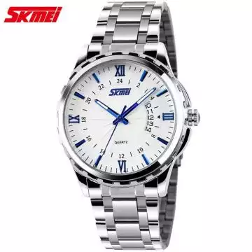 Jam Tangan Pria Analog Stainless Original SKMEI 9069CS Biru