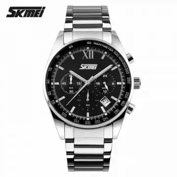 Jam Tangan Pria Analog Stainless Original SKMEI 9096CS Hitam