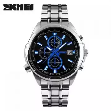 Jam Tangan Pria Analog Stainless Original SKMEI 9107CS