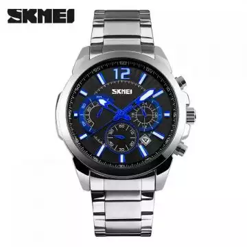 Jam Tangan Pria Analog Stainless Original SKMEI 9108CS Hitam