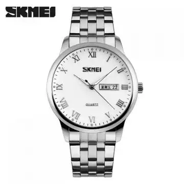 Jam Tangan Pria Analog Stainless Original SKMEI 9110CS Putih